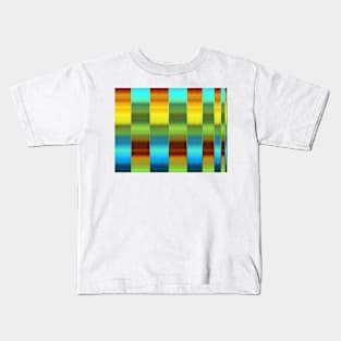 Yellow, Green and Blue Striped Abstract Pattern Kids T-Shirt